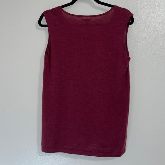 EILEEN FISHER 100% Merino Wool Burgundy Sleeveless Shell Top Size M - Picture 4 of 5